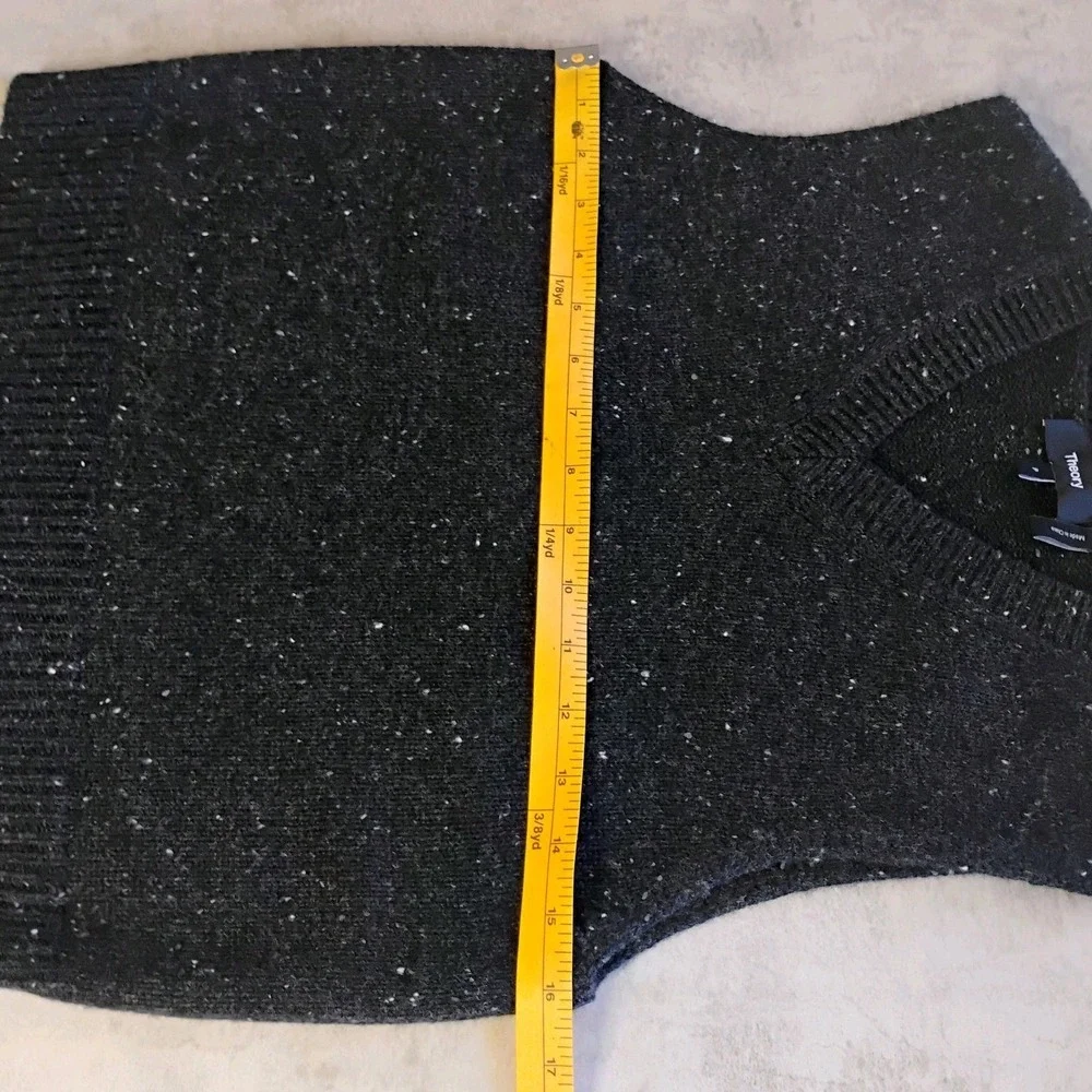 Theory Shrunken Wool Cashmere Donegal Sweater Vest Womens XS Speckle Knit V Neck